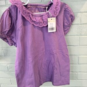 Mini Boden Lavender Short Sleeve Tee with Eyelet Collar